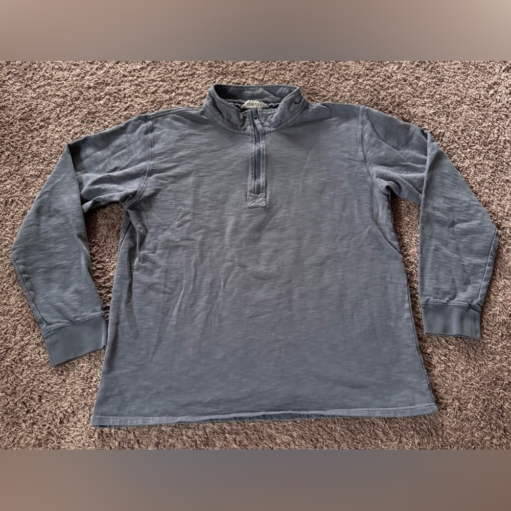 Orvis Quarter Zip Long Sleeve Pullover Men Size Large Blue
